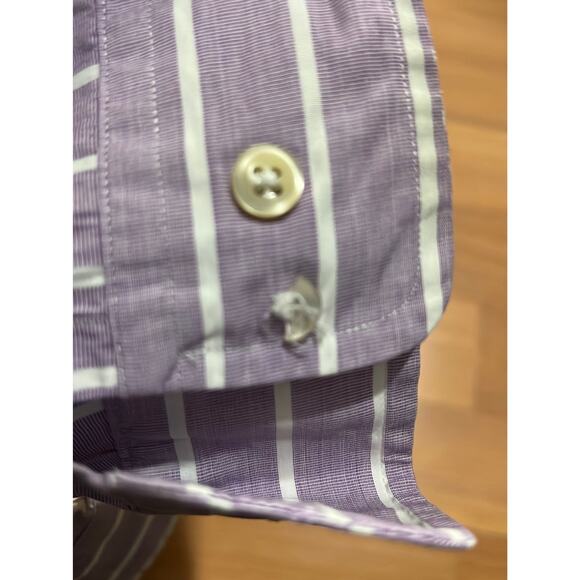 Ralph Lauren Classic Fit Stripe Button Up Shirt Size 17.5 100% Cotton - Picture 7 of 8